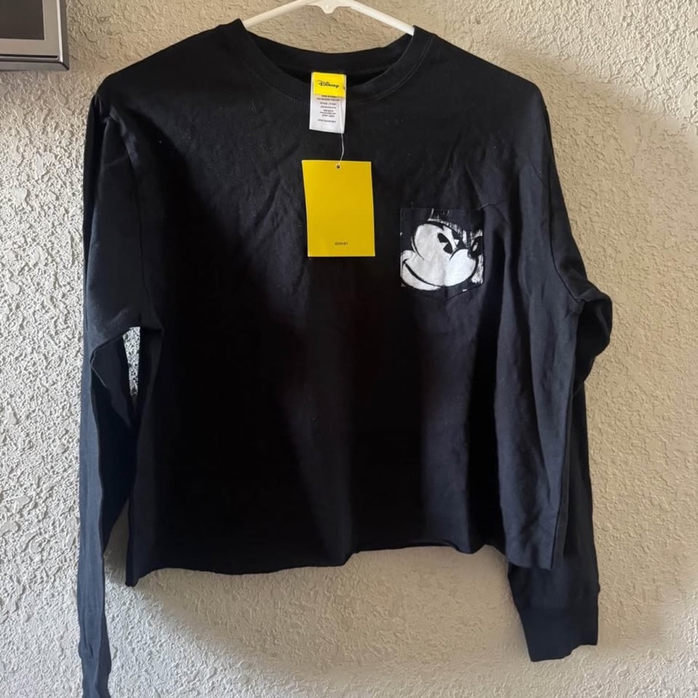 Disney Black Crop Top with Cartoon Graphic